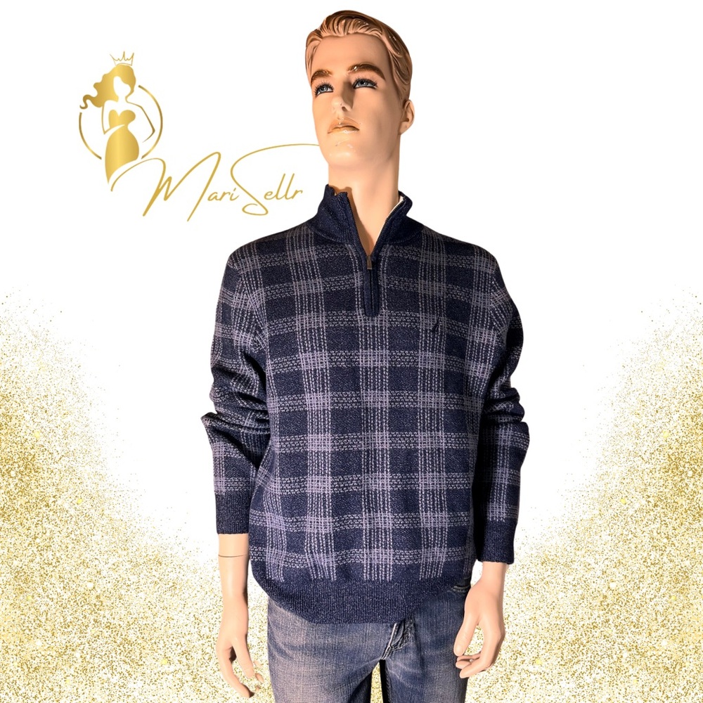 NEW !!! Nautica Blue Zip Up Sweater with Classic Style